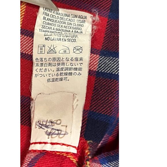 Old Navy Plaid Flannel Button Down Women's Size Medium Red Blue 100% Cotton - Picture 3 of 7